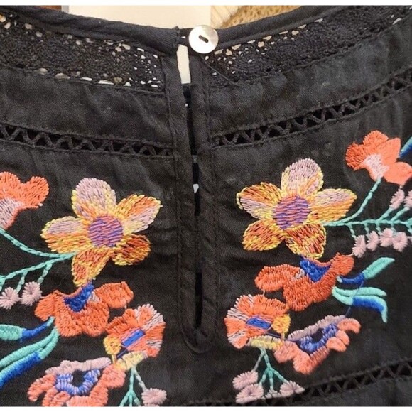 Chic Umber Embroidered Eyelet Lined Mini Tunic Dress Boho Vacation Floral S - Picture 7 of 9